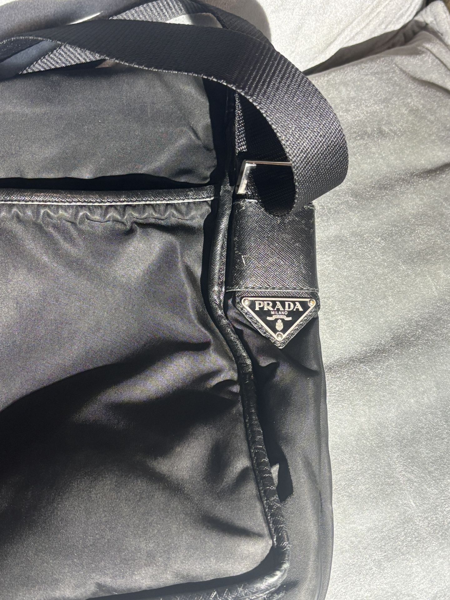 Authentic PRADA Nylon Tessuto Leather Shoulder Crossbody Bag