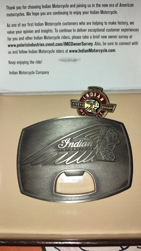 Authentic Indian Motorcycle Belt Buckle And Pin