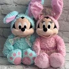 Disney Store Easter Mickey & Minnie Mouse Bunny 15 inch Plush Brand New 2022 NWT
