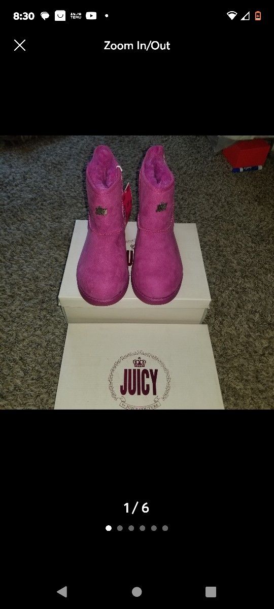 New Juicy Couture Pink Fuzzy Faux Fur Boots