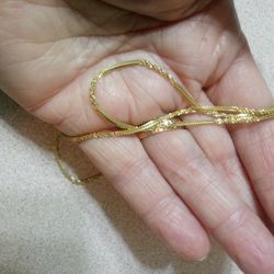 14k Yellow Gold On 925 Sterling Silver Sparkle/ Box Chain 24 Inches