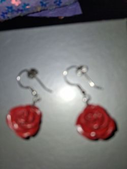 STAMPED 925 SILVER WITH CORAL FLOWERS
