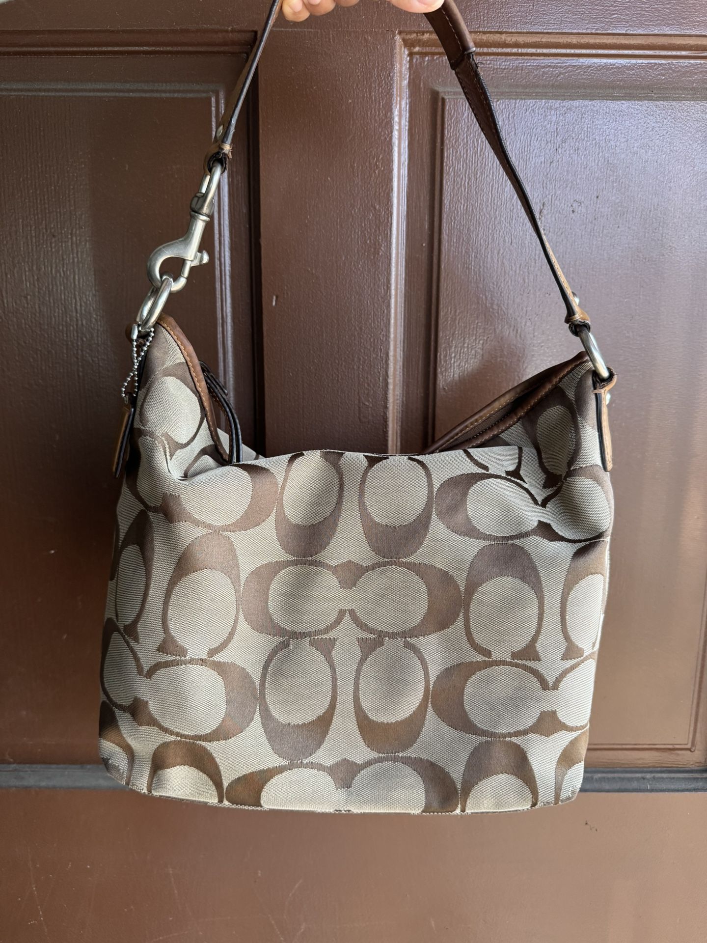 Coach Brown Signature Canvas Hobo Bag