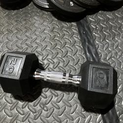 One 20lb Dumbell Rubber Hex