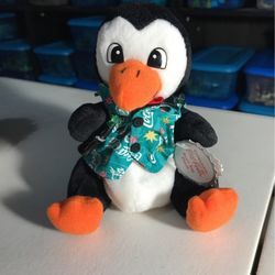 Coca-Cola Collectible Bean Bag Plush 1999 NWT Penguin w/ Green Vest & Bow tie