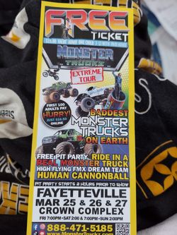 20 Free Tickets MONSTER TRUCKS 25 & 26 & 27  $100.00