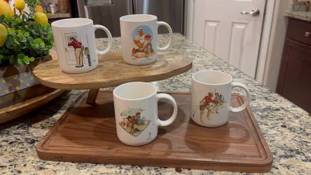 Vintage 1987 Fishing Themed Norman Rockwell Museum Collection 10oz Coffee Cups