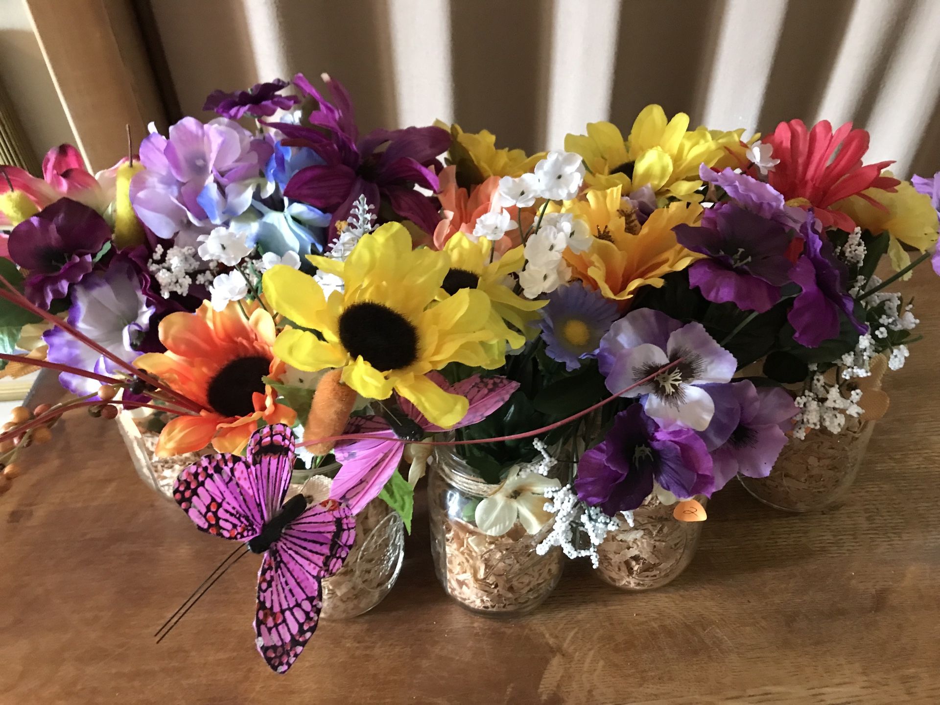 14 Jars With Fake Flowers