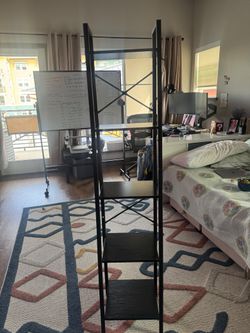 5-Tier Black Metal Ladder Bookshelf