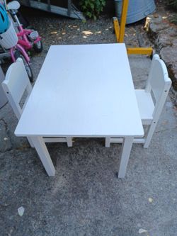 WOOD CHILDS TABLE AND CHAIRS