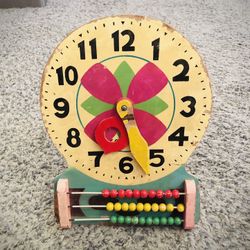 Antique Child’s Toy Clock & Abacus, Vintage Nursery Decor