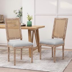 2X Light Gray color solid wood dining chairs