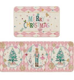 Christmas Nutcracker Kitchen Rug Set of 2
