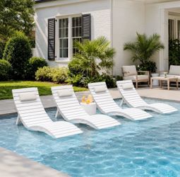 Brand new Set of 4 Aquawave-style in-pool chaise lounge chairs in White.