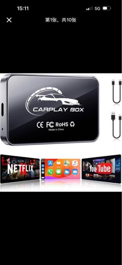 Brand new in box AI Box CarPlay, 3-in-1 Wireless CarPlay Adapter & Android Auto for OEM Wired Cars, Built-in Netflix/YouTube for Streaming, 5.8GHz WiF