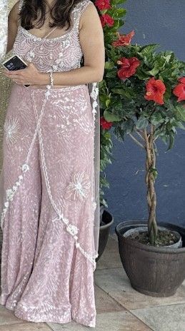 Mauve Sequined Sharara Set