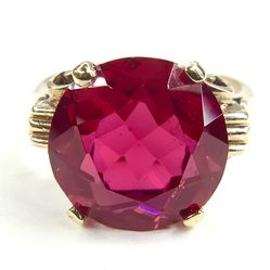 10K Yellow Gold Large Ruby Statement Ring Size 6