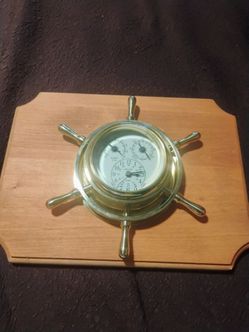 Brass Barometer with Built in Thermometer, Hygrometer and Clock