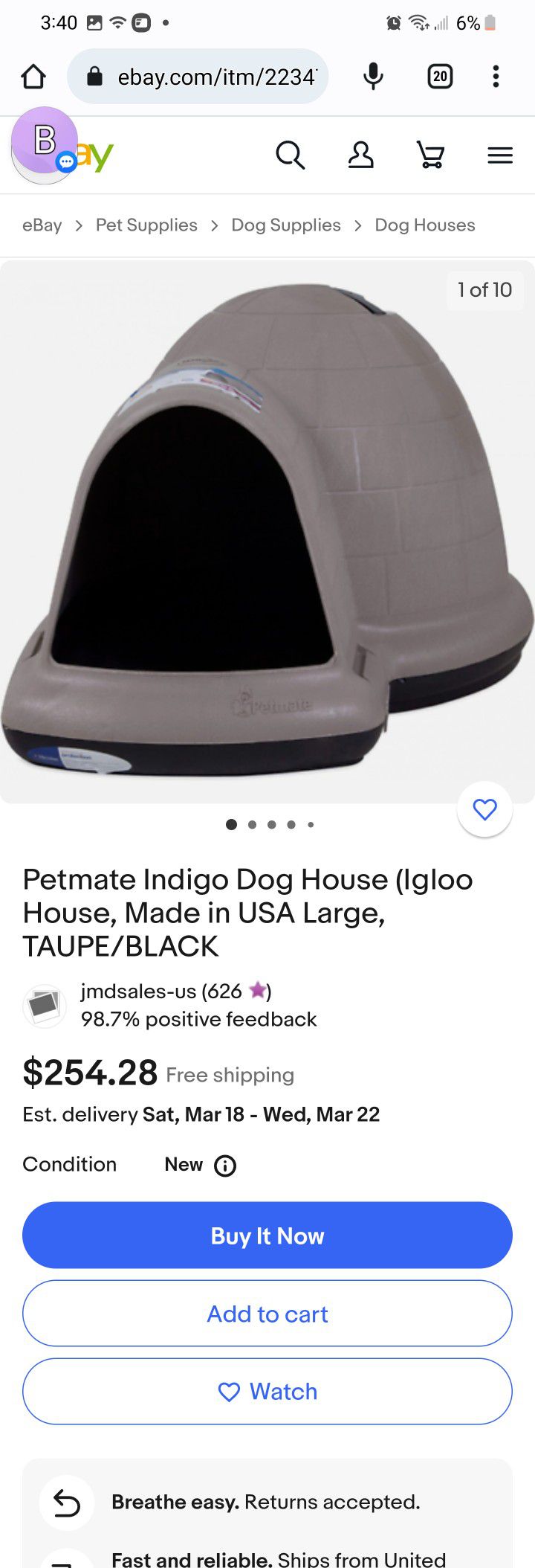 Xl Igloo Dog House Great Condition 