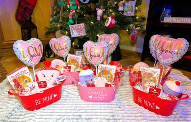 Valentine’s Day gift baskets. 
