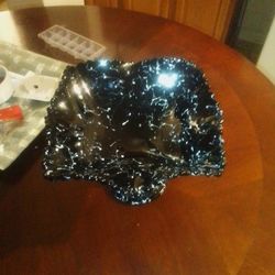 Vintage Black Amethyst Glass Dish