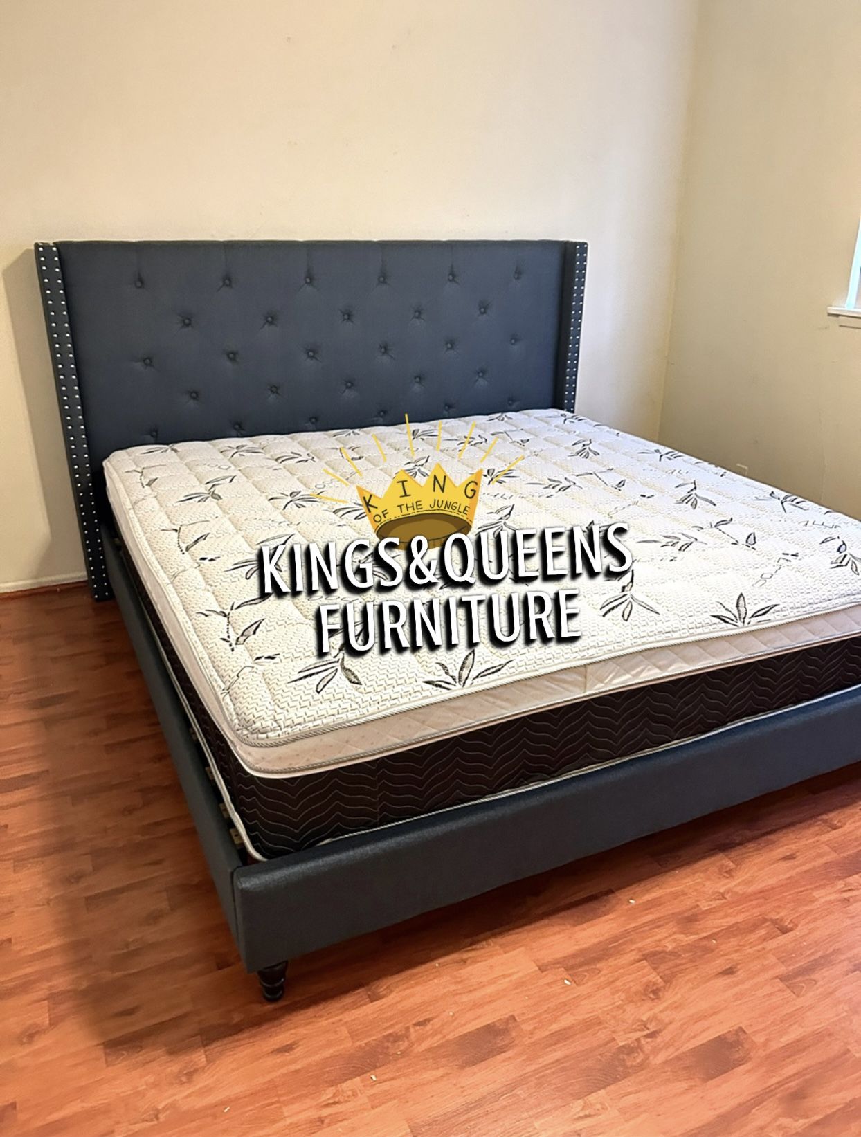 NEW KING BED FRAME WITH MATTRESS.