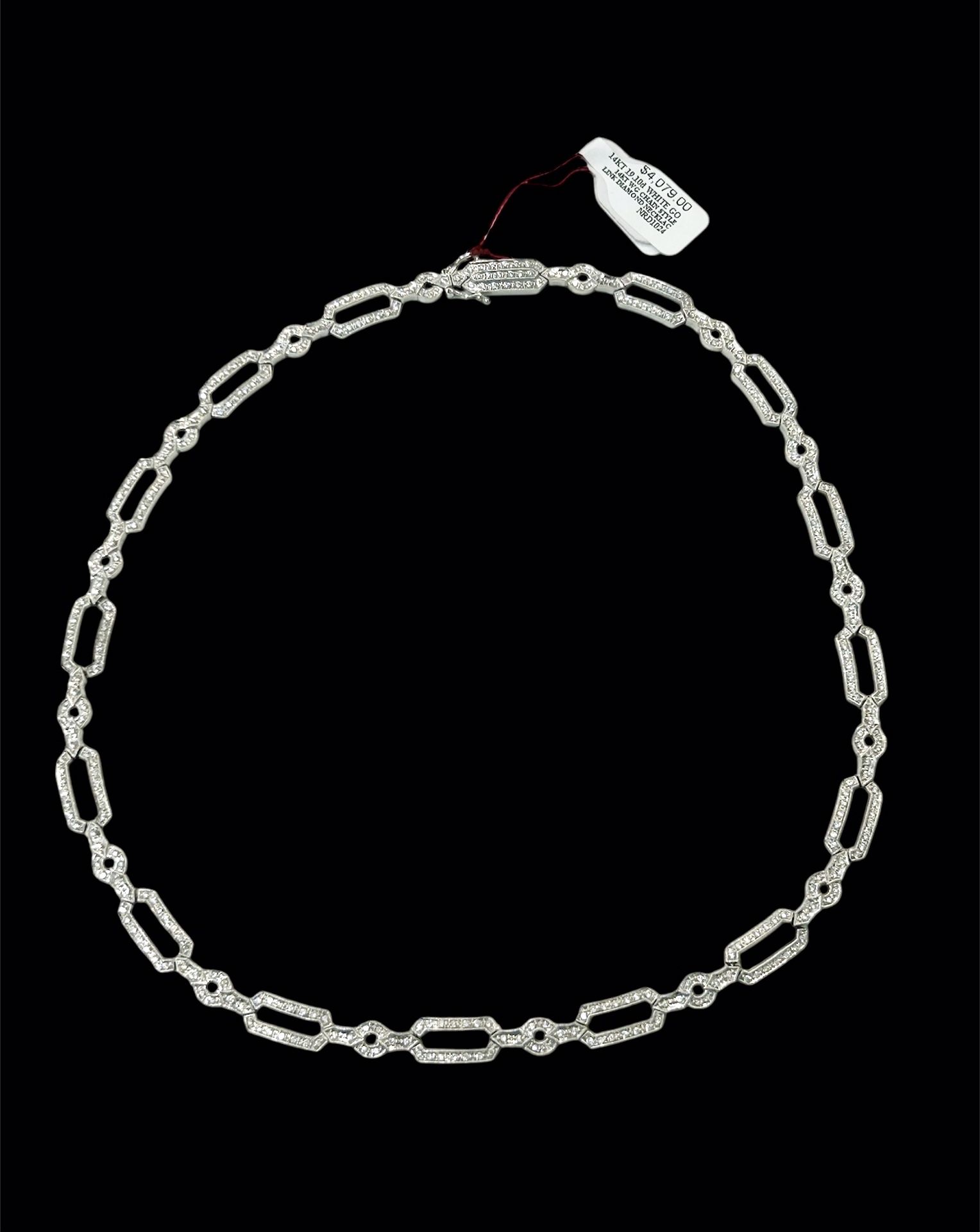14kt White Gold Chain Style Necklace With 336 Small Round Diamond Chips  29.7 grams 18 “