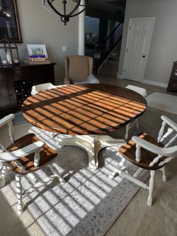 Refinished solid wood dining set