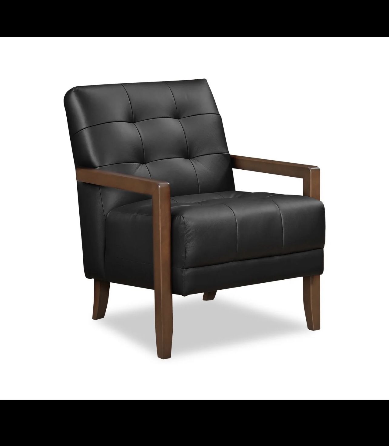 New Tufted Black Leather Accent Chair