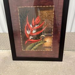 Image of a vintage lithograph print by TC wood. Tropical flower framed in glass.. 32” x 26” $50