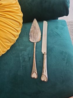 Lenox silver hearts cake serving set