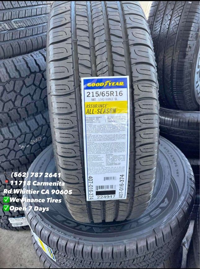 215/65/16 Goodyear New Set of Tires Installed and Balanced Set de Llantas Nuevas Instaladas y Balanceadas