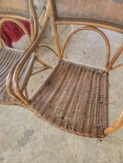 2 vintage WICKER RATTAN Lounge chaird
