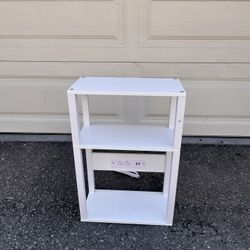 3-Tier Small Narrow Wood Side Table with Charging Station, Skinny Nightstand for Small Space, Slim Bedside Table with Storage for Couch, Thin End Tabl