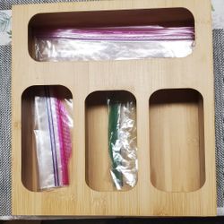 Bamboo Plastic Bag Organizer for Kitchen Drawer | Gallon, Quart, Sandwich, Snack