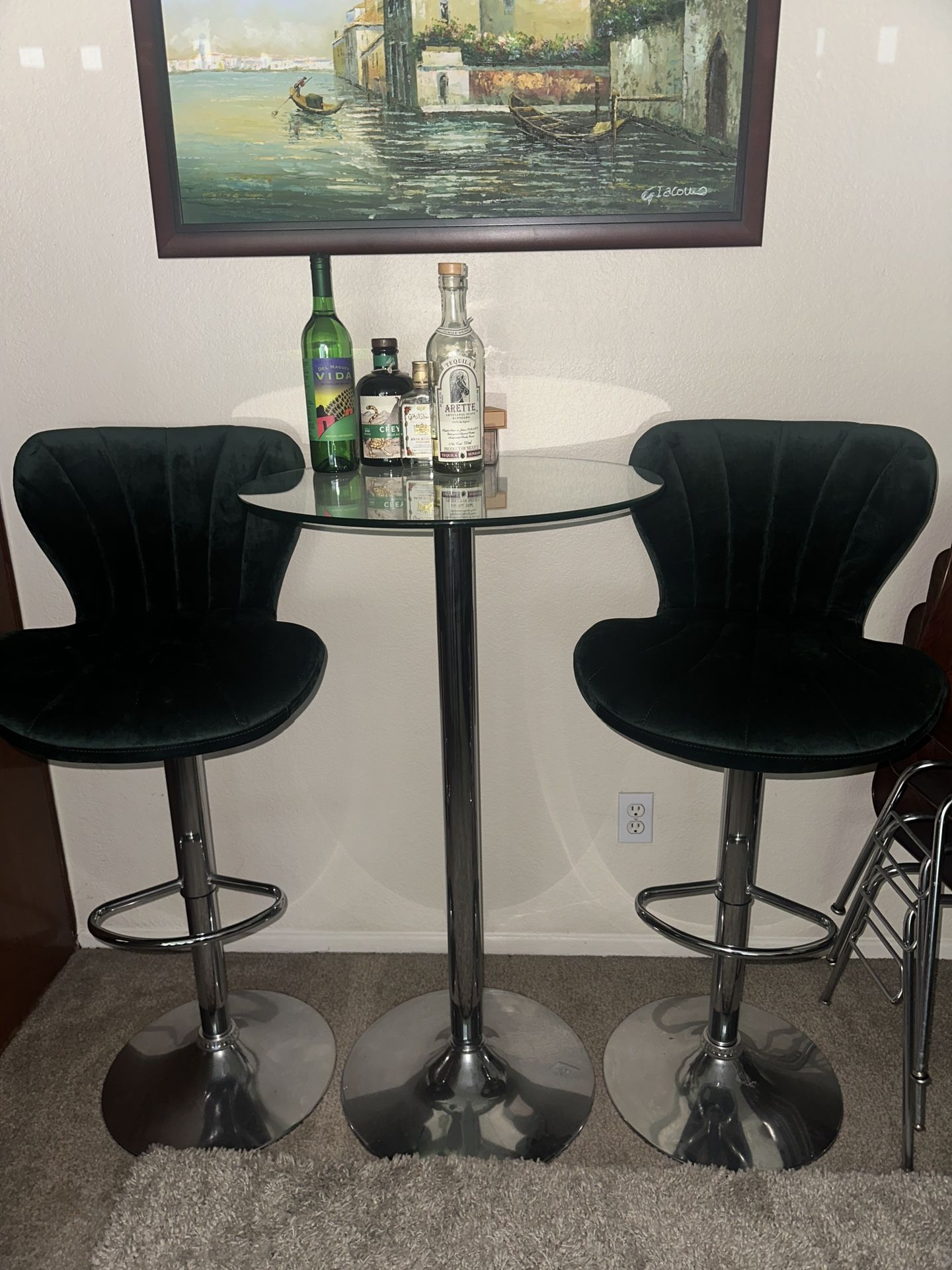 Bar Stools And Bar Table Glass 