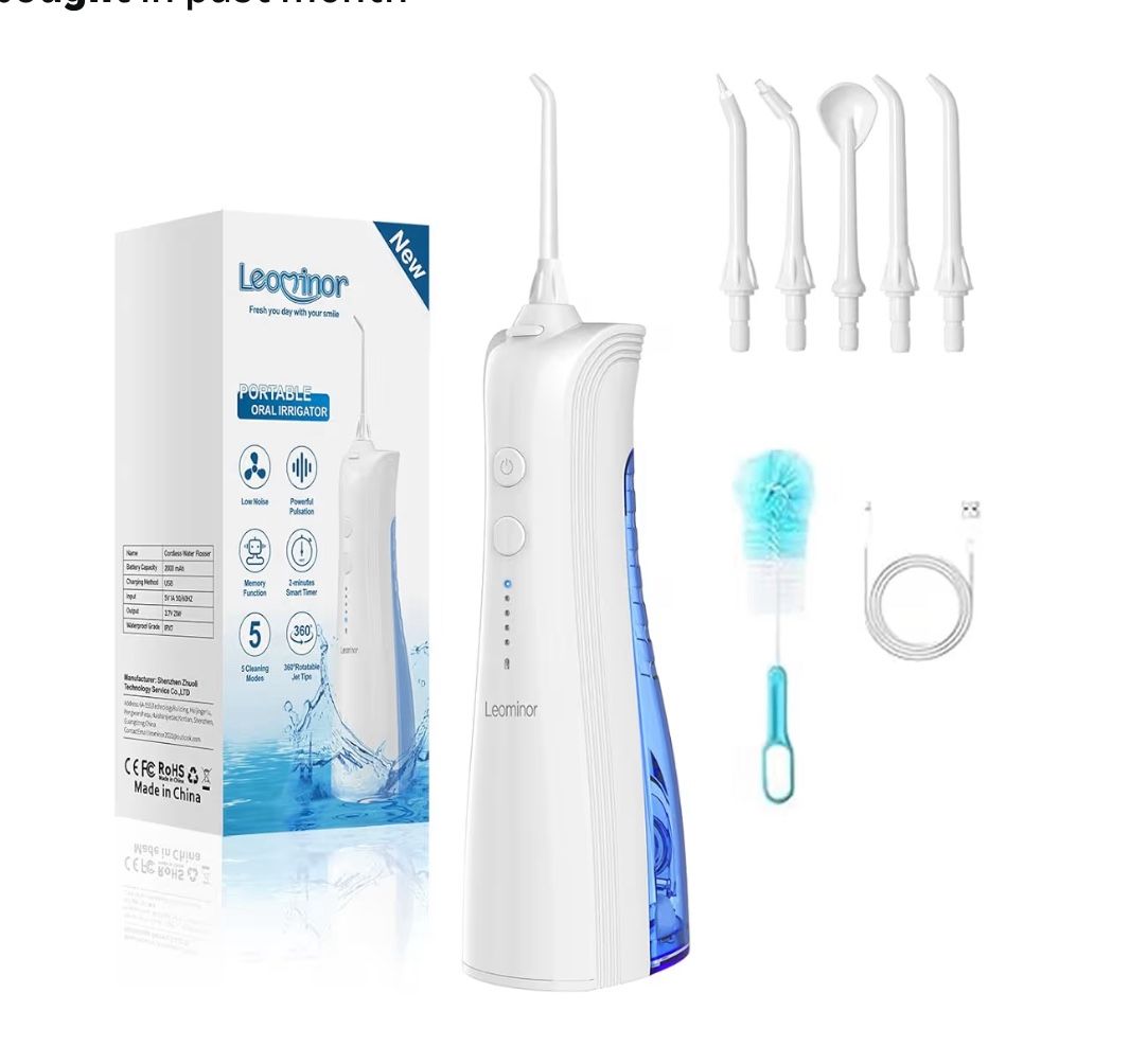 Brandnew Water Dental Flosser - 5 Modes Cordless Portable Oral Irrigator, IPX7 Waterproof, Rechargeable Teeth Cleaner Upgrade Datchable Tank Professio