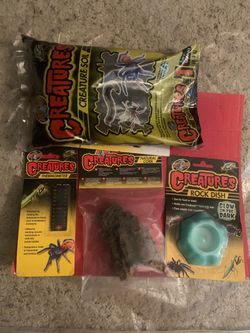 NWT Zoo Med Creatures Creature Soil, Rock Dish, Natural Rock And Thermometer