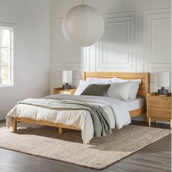 MOVING SALE! Bedframe Queen Size With Queen mattress And Wall Paintings 