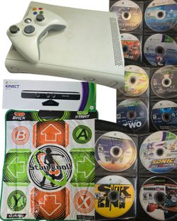 Xbox 360 Console Bundle – 32 Games + Kinect + DDR Pads + 3 Controllers