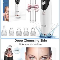 Blackhead Remover Pore Vacuum for Face and Nose, Facial Pore Cleanser with 3 Suction Levels, 5 Replaceable Tips, USB Rechargeable Tool for Blackheads 