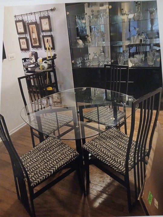 Glass Dining Table And 4 Chairs