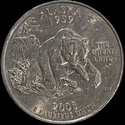 2008 Alaska State Quarter Error Extra Claw 