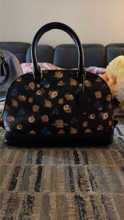 COACH Black Floral Handbag Mini Tote Bag