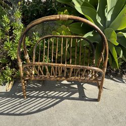 Vintage Burnt Bamboo Tortoise Shell Magazine Craft Rack Fold Up Lighweight Boho Storage Portable 