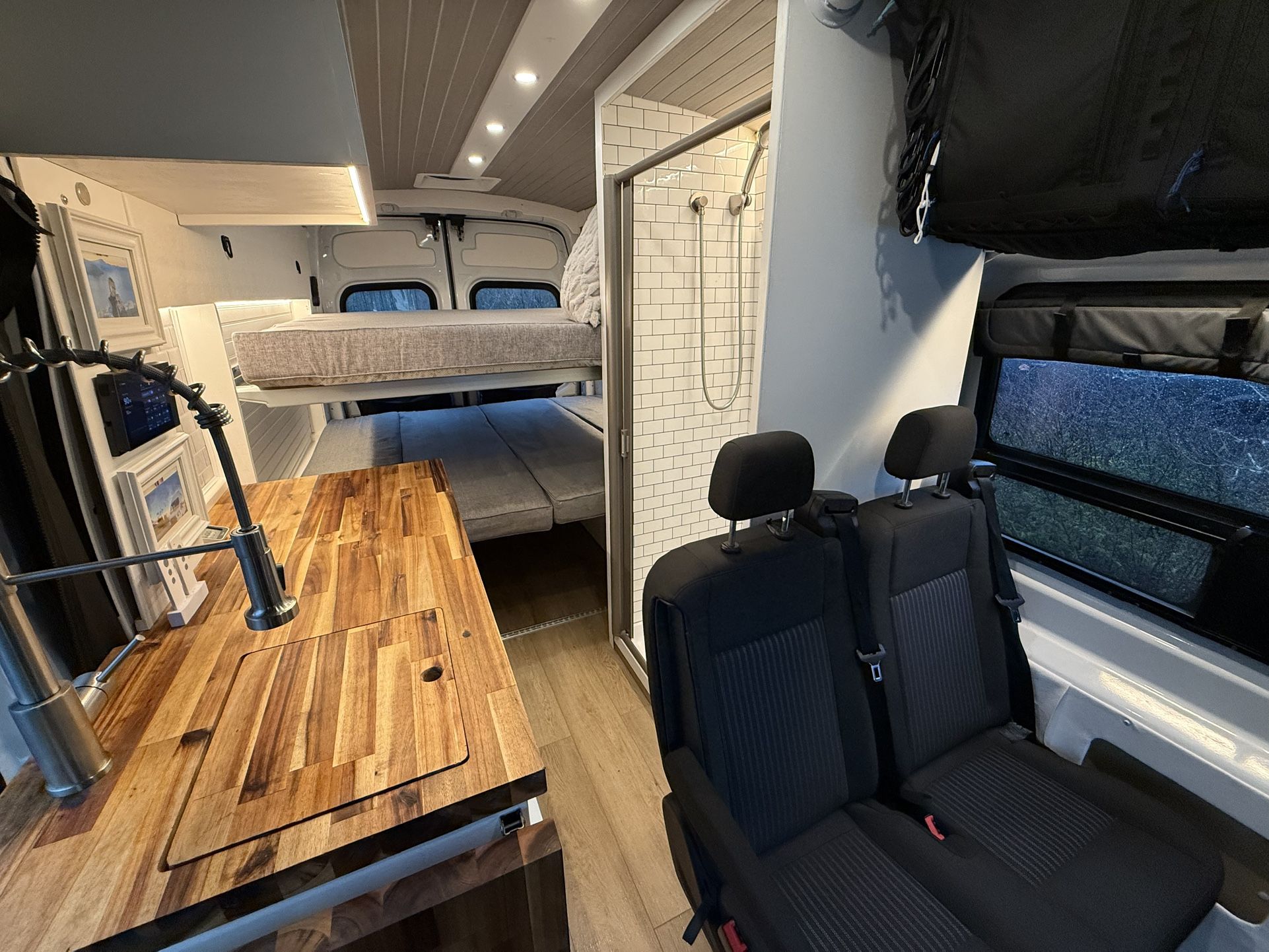 2023 Ford Transit 350 HR Ecoboost AWD Seats/Sleeps 4, 880W Solar, 5kWH