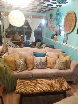 CUTE TAN SOFA AT PICKY PINCHERS 5912 54TH AVE N KENNETH CITY OPEN NOON TO 6PM
