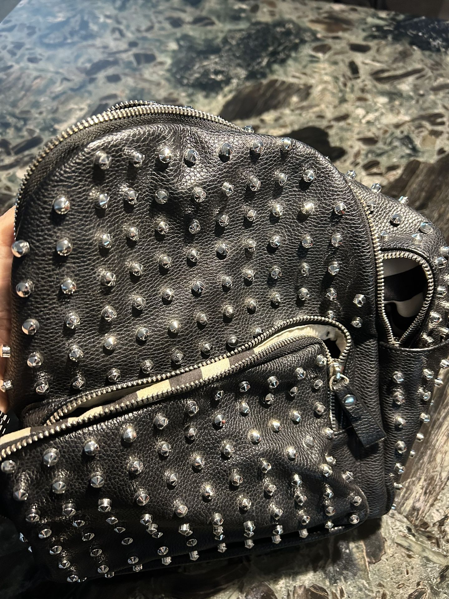 Faux Leather Studded Backpack