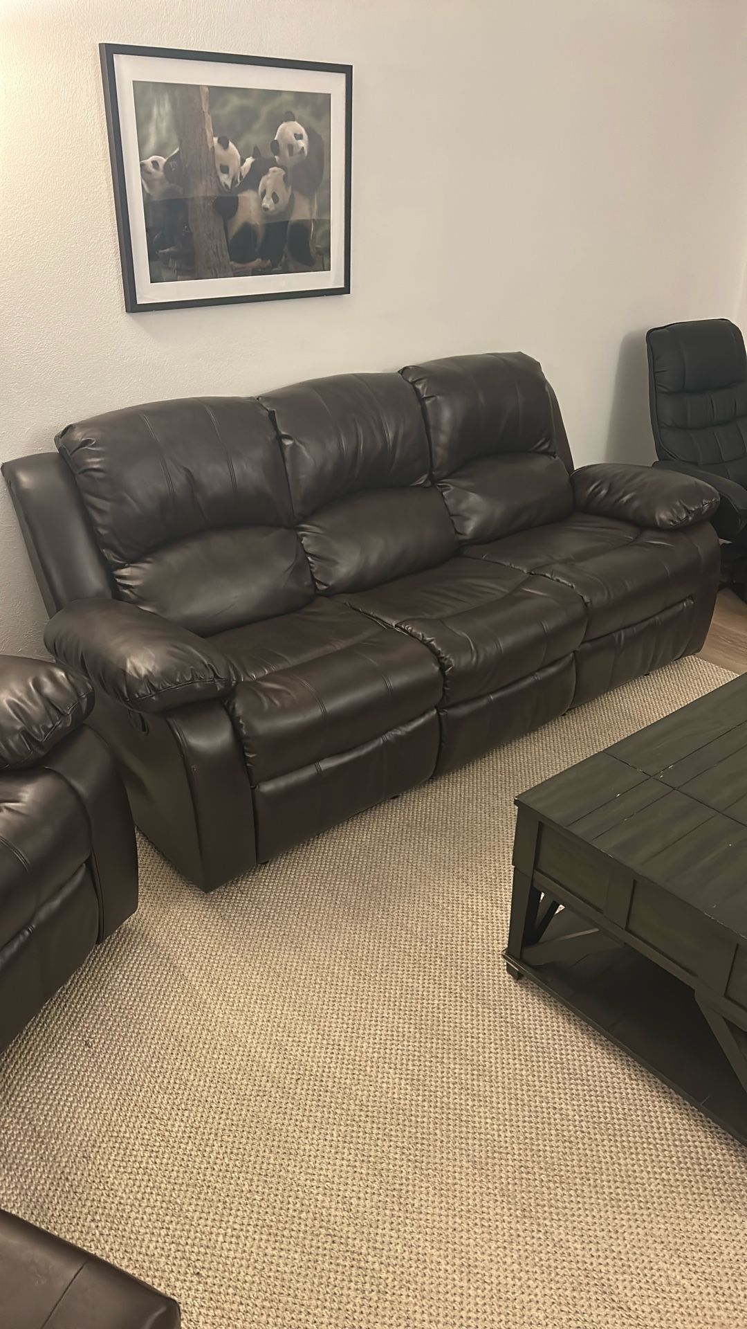 Brown Leather Reclining Sofa