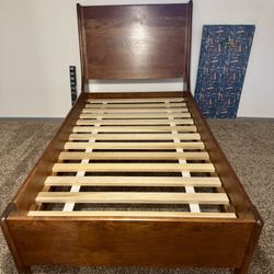 Handmade, Solid Wood, Twin Bed With Walnut Finish